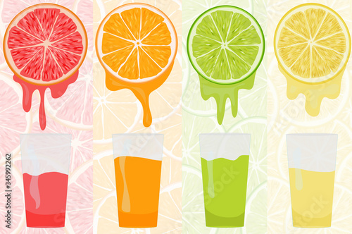 squeeze juice into glasses of juicy citrus