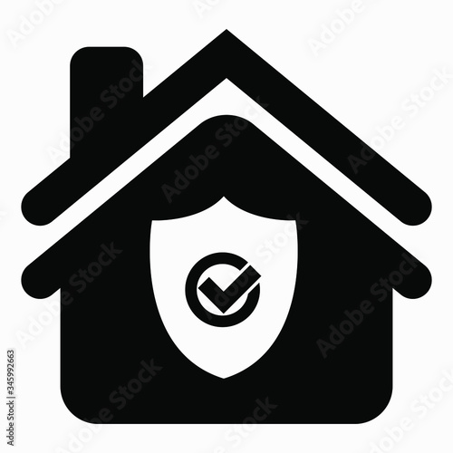House and protection icon. Alarm illustration. Booking a home. Realtor services. Check at home. Vector icon.