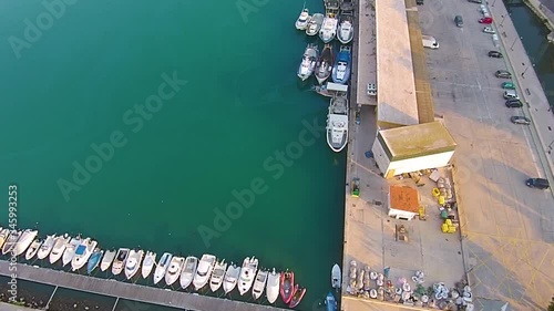 Vídeo de Drone del Puerto de Peníscola, un pueblecito en el mar Mediterráneo. España / Drone video of the Port of Peníscola, a small town in the Mediterranean Sea. Spain  photo