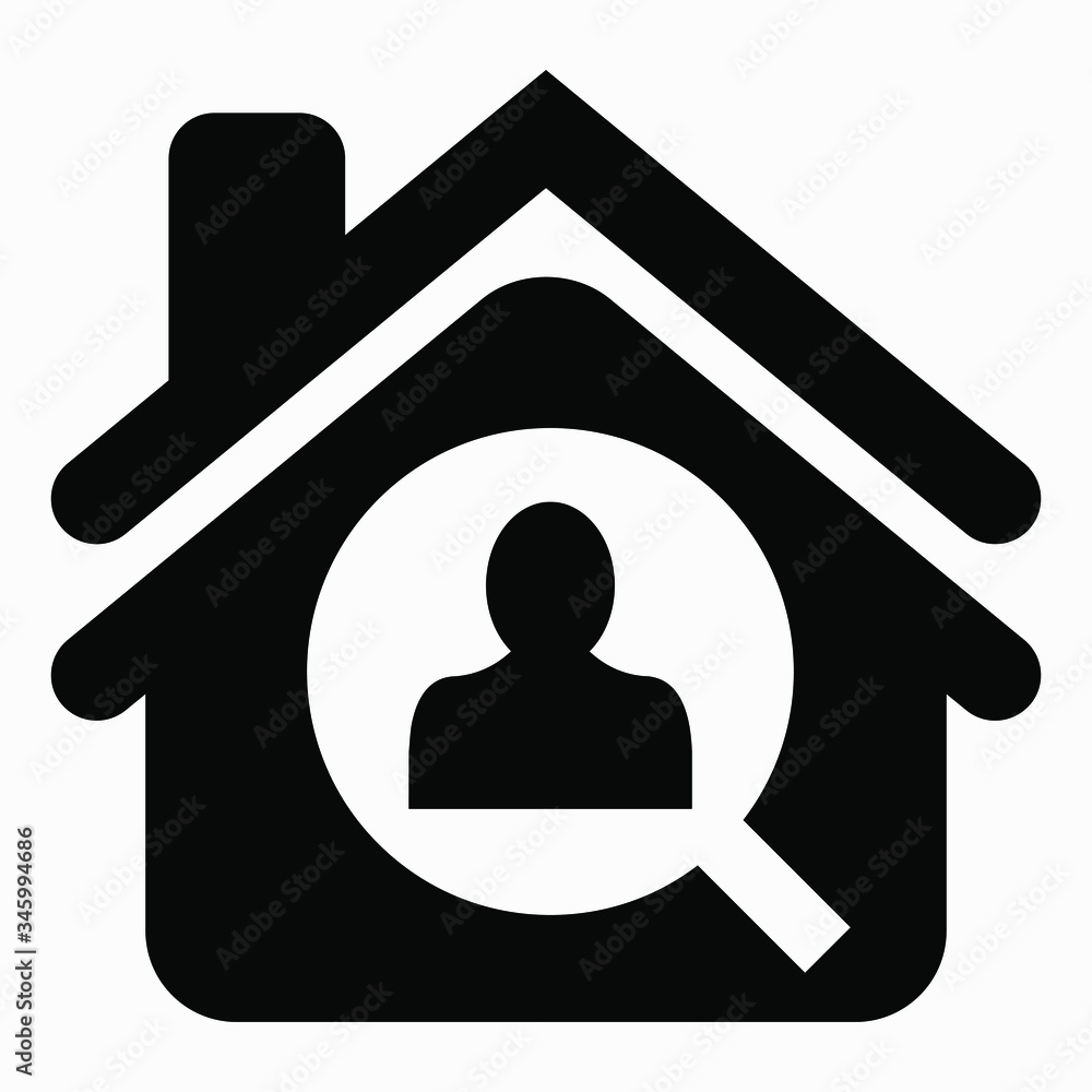 Home and subscriber search icon. Resident Search Icon. List of landlords. Vector icon.