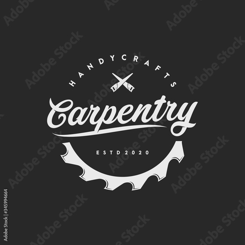 vintage label and carpentry logo, icon and template