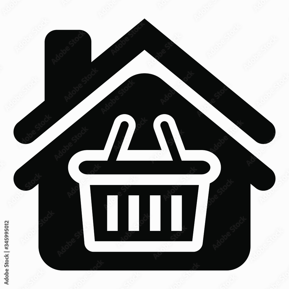 Home and basket icon. The symbol of the store. House of Commerce. Market. Commercial line vector icon for websites and mobile minimalistic flat design. Home and basket icon. The symbol of the store. House of Commerce. Market. Commercial line vector icon for websites and mobile minimalistic flat design.
