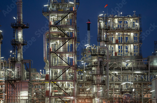 Oil petrochemical refinery plant during sunset