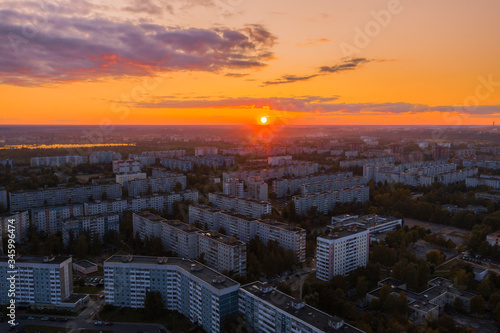 sunset over a residential area