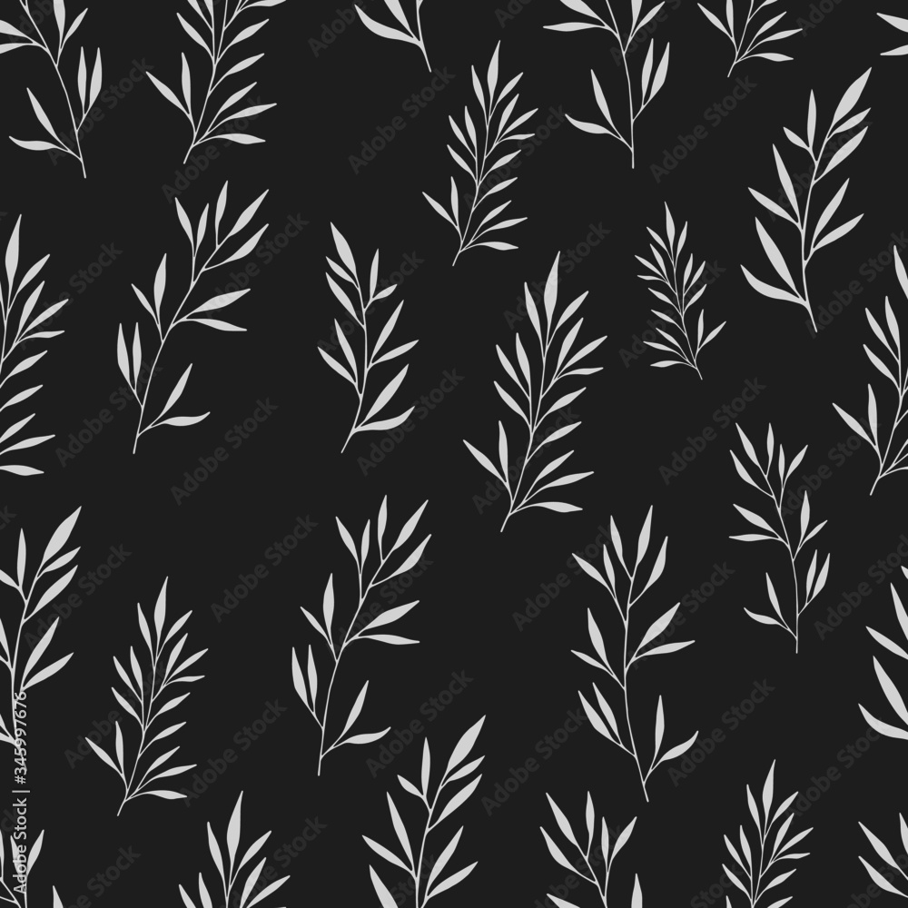 Seamless floral pattern. Seamless pattern with hand drawn forest leaves. Illustration in doodle style for wedding decoration, card, greeting, print and other floral vintage design. Seamless floral pattern. Seamless pattern with hand drawn forest leaves. Illustration in doodle style for wedding decoration, card, greeting, print and other floral vintage design.