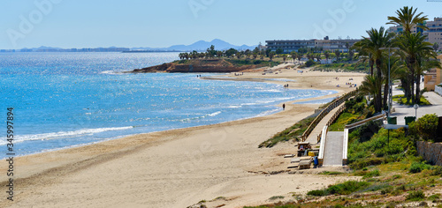 Panoramic image Mil Palmeras Costa Blanca beach. Spain