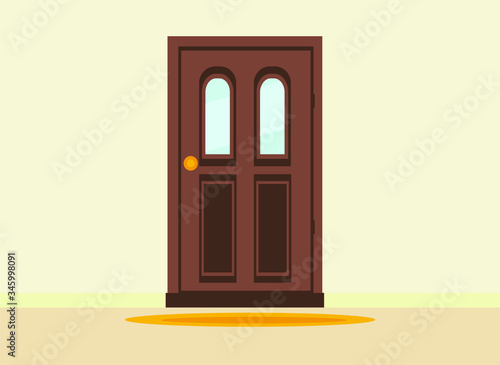 closed door, flat vector illustration