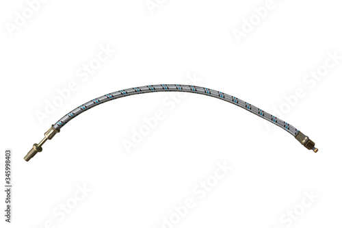 Automobile brake hose isolated on a white background. Spare parts.
