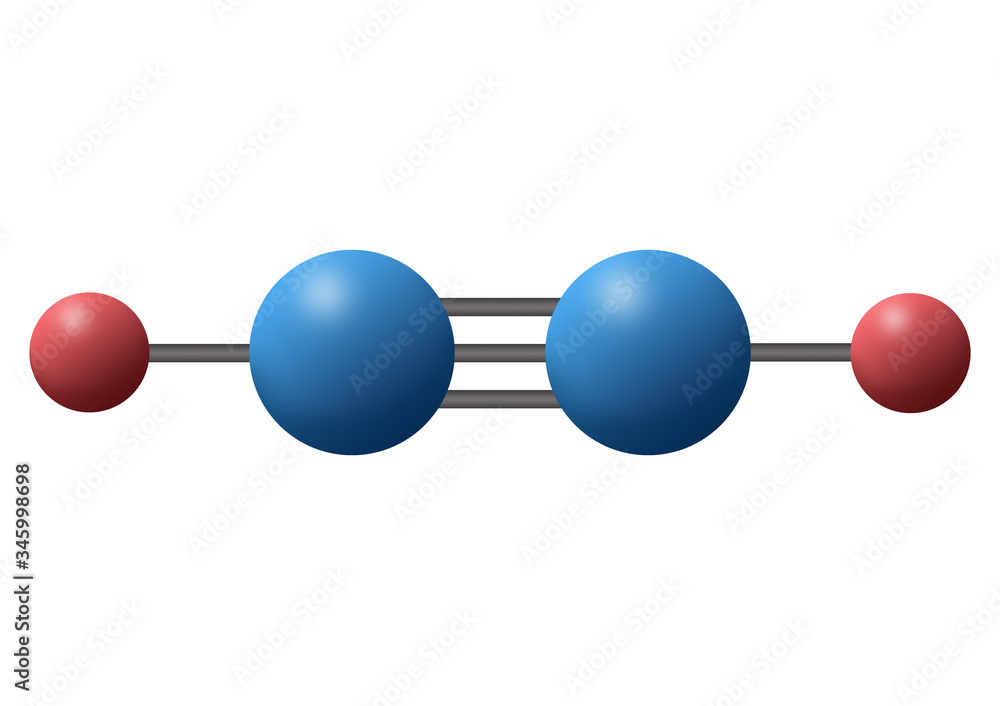 3d illustration of alkane chemistry chemical compound is C2H6 with ...