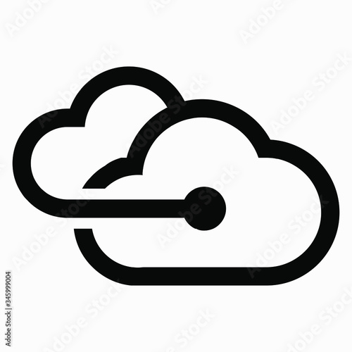 Cloud storage icon. Upload to server. Remote access. Information on the remote computer. Repository of information. Synchronization with a cloud service. Vector icon.