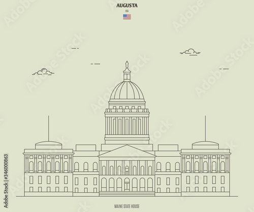 Maine State House in Augusta, USA. Landmark icon