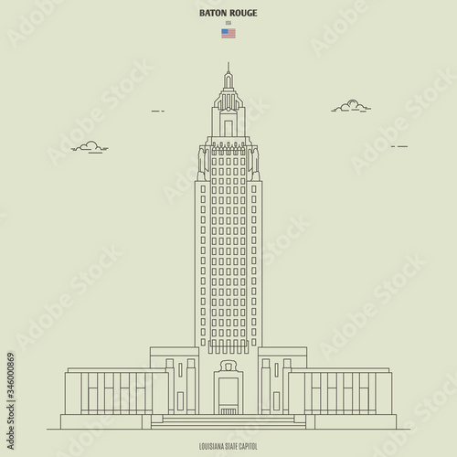 Louisiana State Capitol in Baton Rouge, USA. Landmark icon