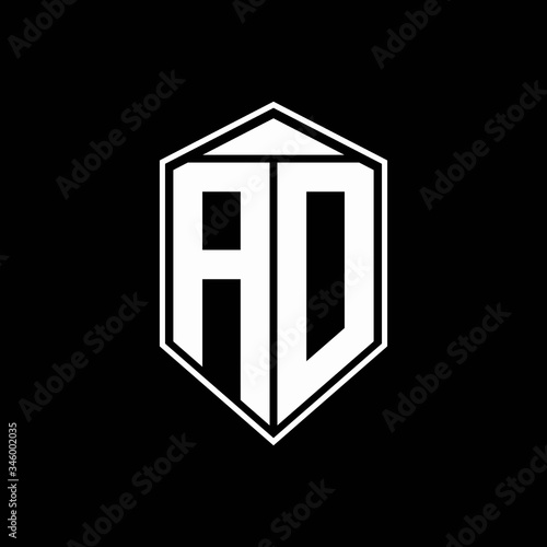AD logo monogram with emblem shape combination tringle on top design template
