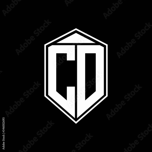 CD logo monogram with emblem shape combination tringle on top design template