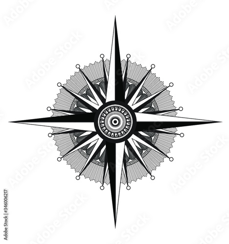 Black and White Compass Rose