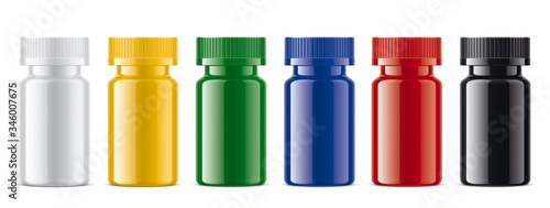 Colored Bottles set. Non-transparent Glossy version. 