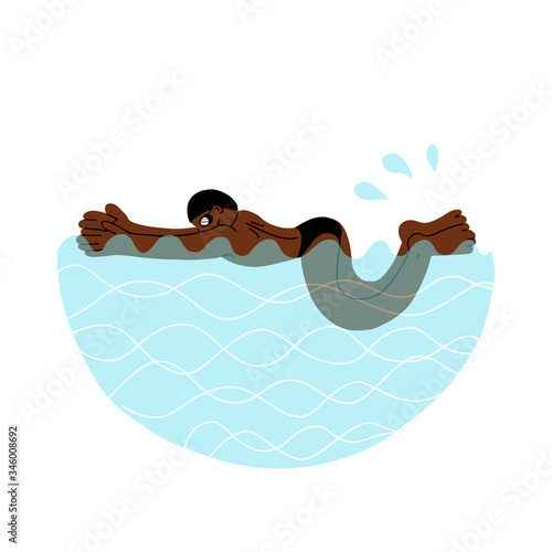 Breaststroke style swimming black man