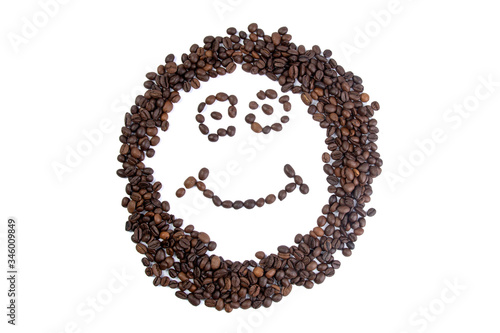 coffee beans on white highlighted background