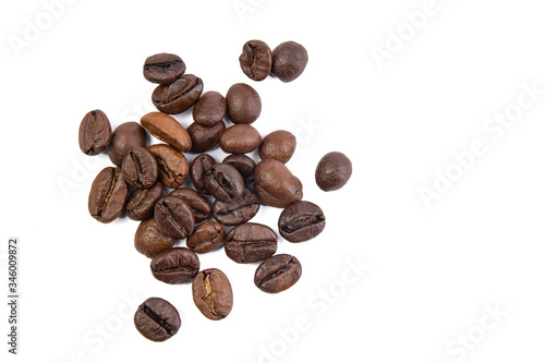 coffee beans on white highlighted background