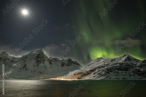 The moon & Northern Lights split 50/50.  © Jack Mac
