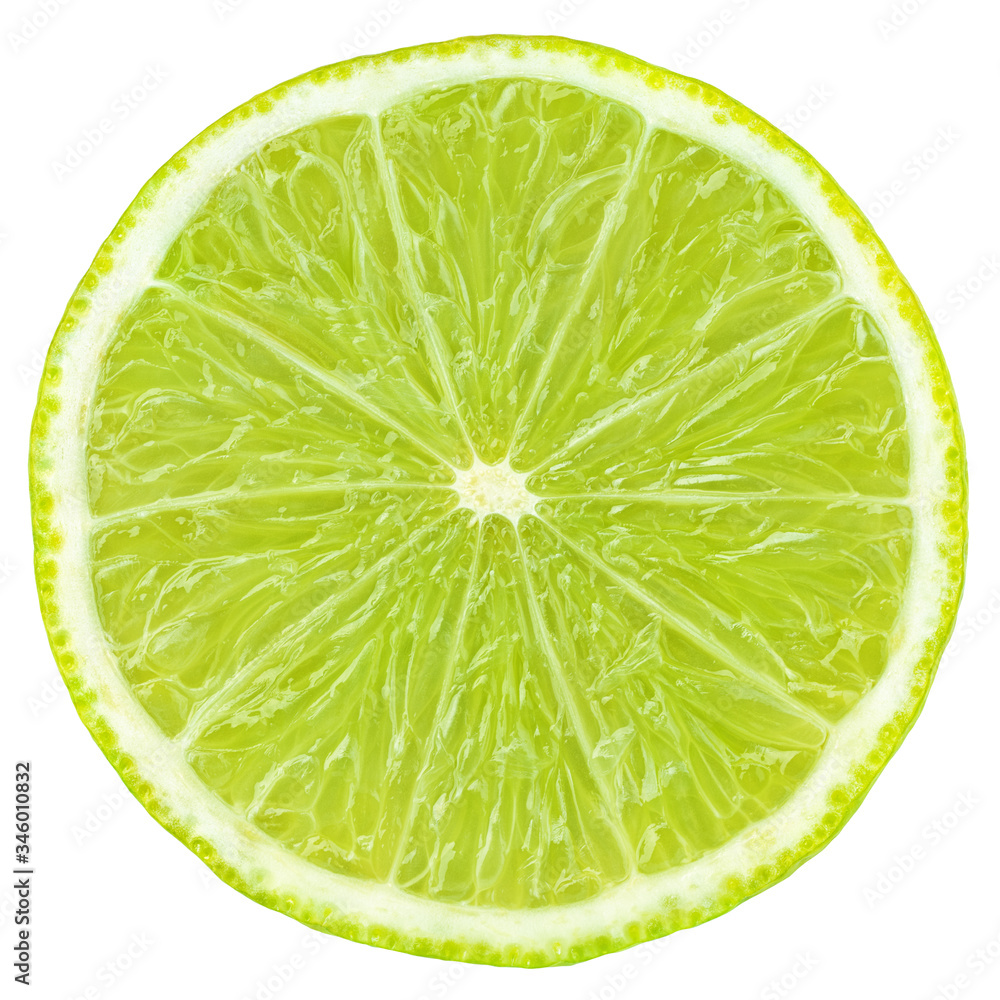 Top view of lime slice citrus fruit isolated on white background with clipping path. Top view of lime slice citrus fruit isolated on white background with clipping path.