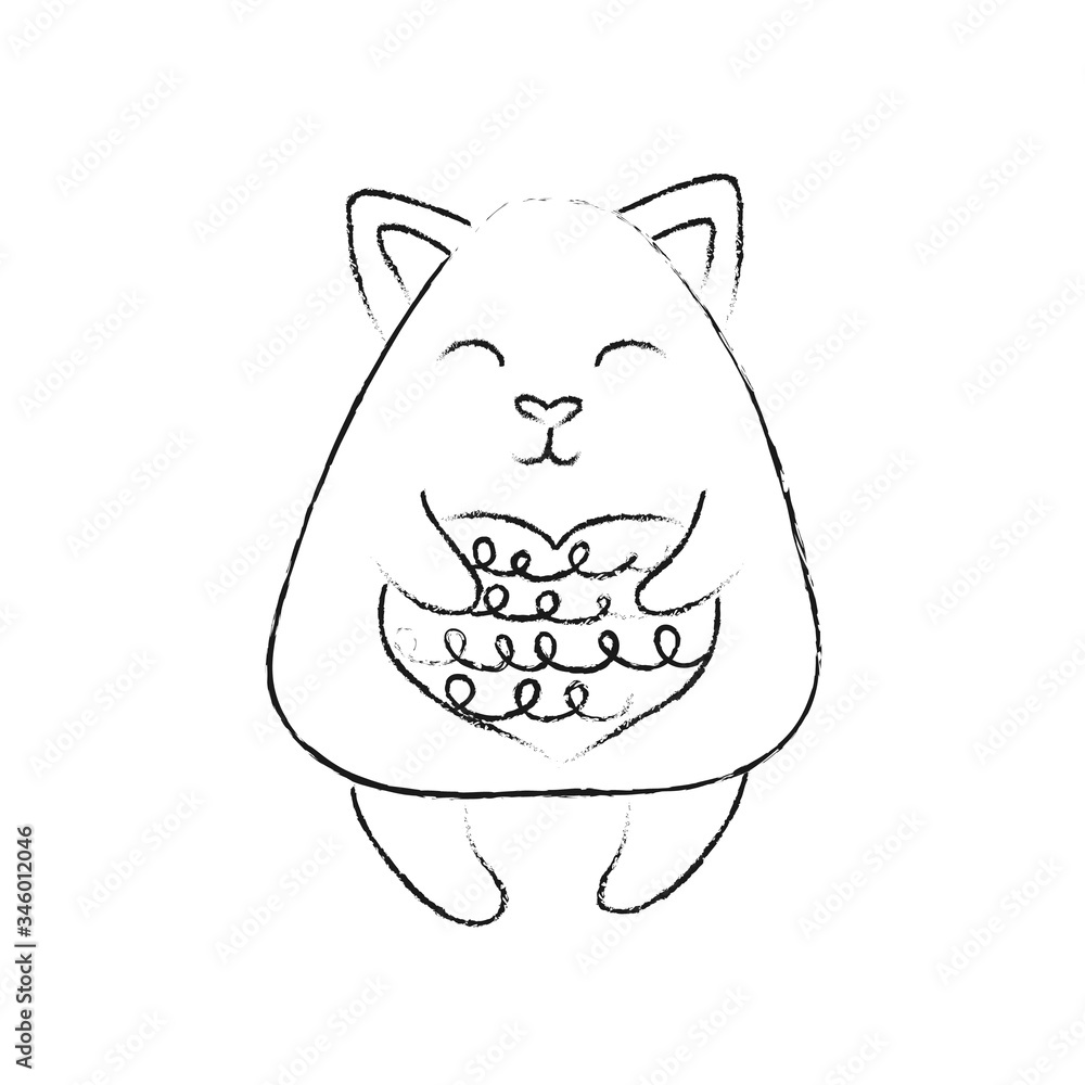 illustration of a cute cat drawn in pencil illustration of a cute cat drawn in pencil
