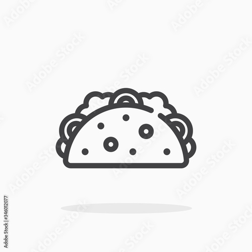 Taco icon in line style. Editable stroke.