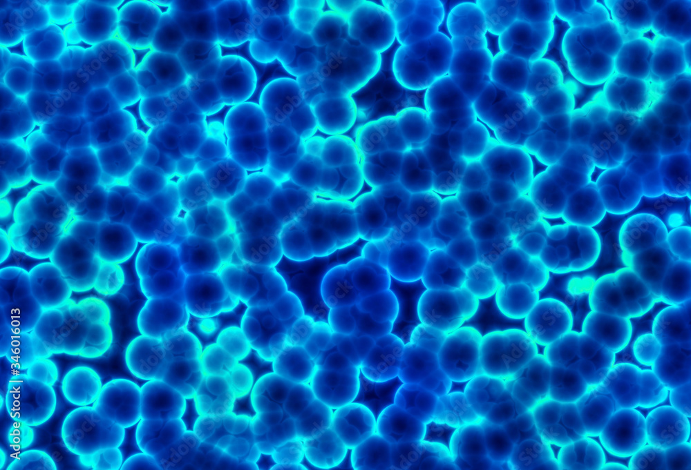 Molecule and bacterium microscopic blue background. Molecule and bacterium microscopic blue background.
