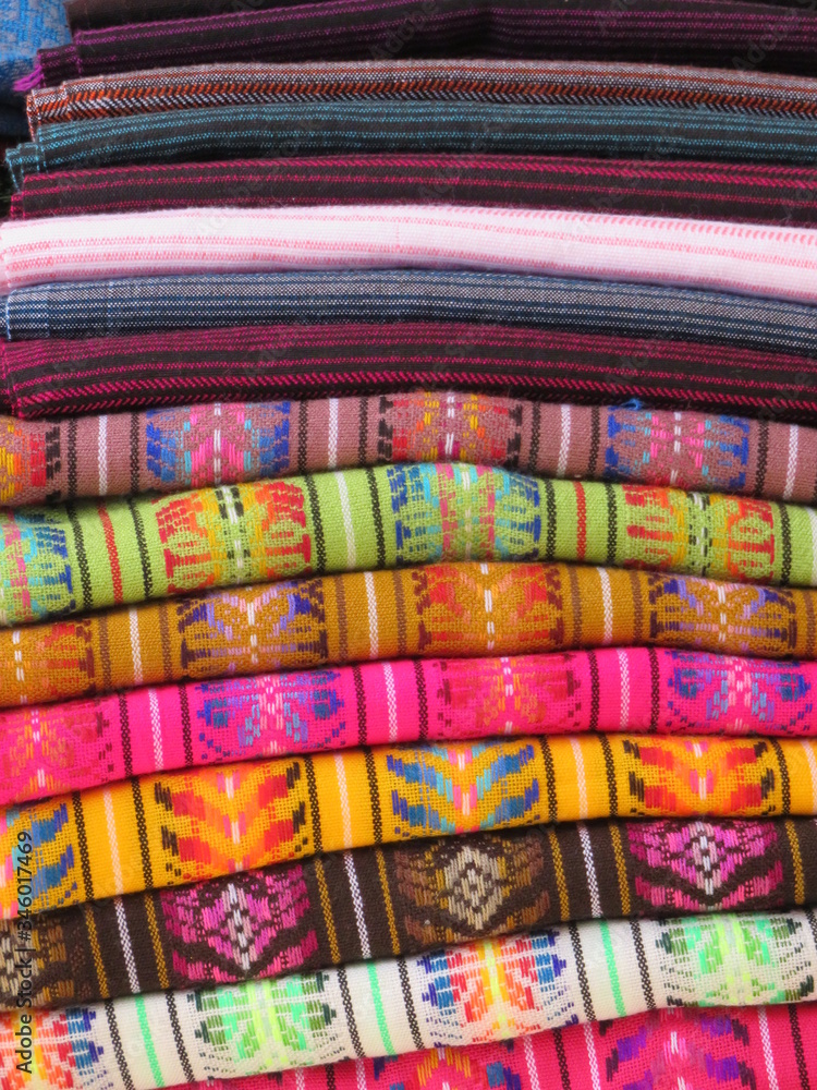 Colorful traditional South Mexican handmade textile