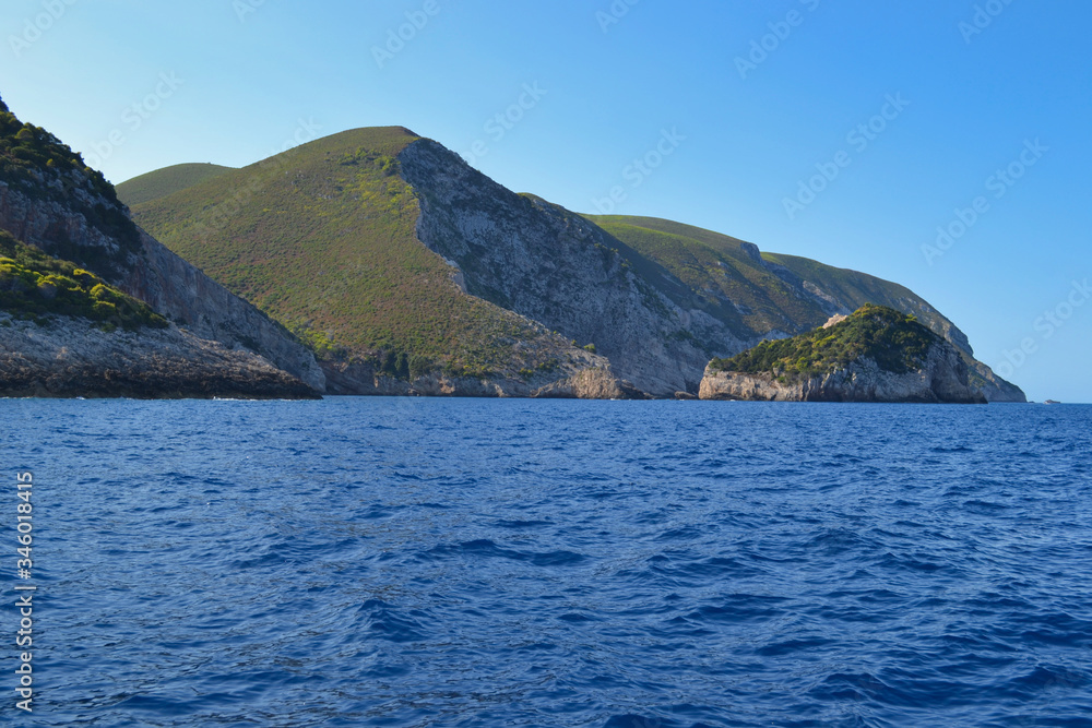 Ithaca island rocky coastline, Ionian Sea, Greece