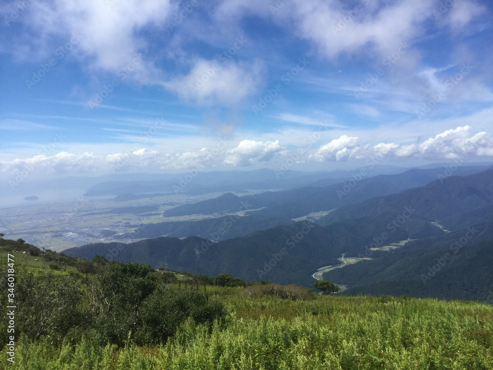 Scenery around Lake Biwa seen from the summit of Mt.Ibuki