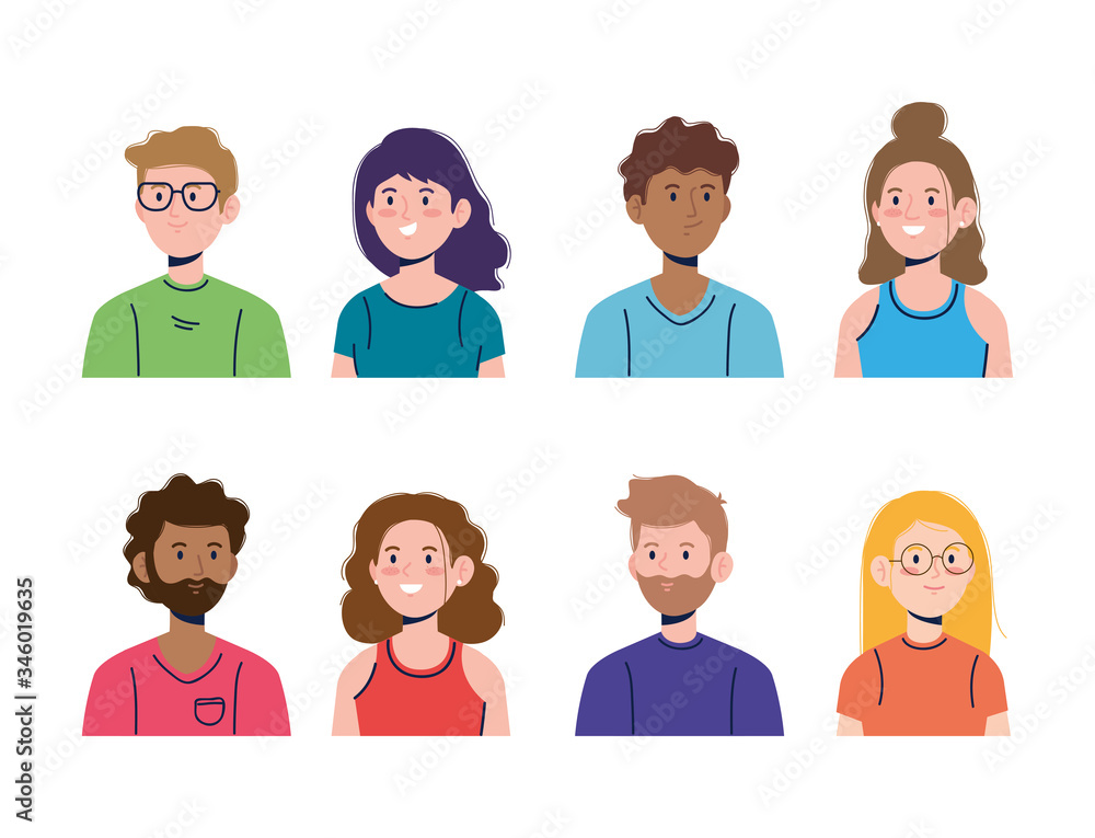 set of nice boys and girls avatar set of nice boys and girls avatar