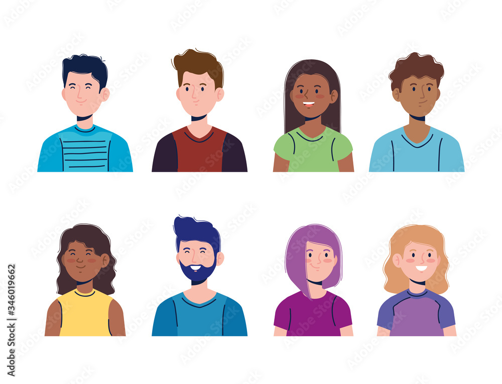set of attractive boys with girls avatar set of attractive boys with girls avatar