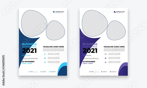 Business Conference brochure flyer design layout template in A4 size, with nice background, vector eps