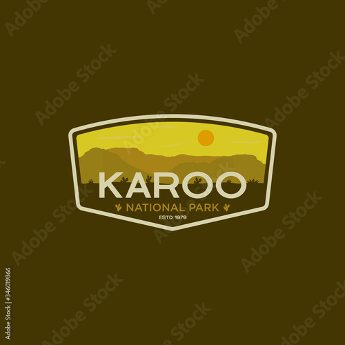 Karoo National Park Logo Badge Emblem Africa Outdoor Illustration Vector