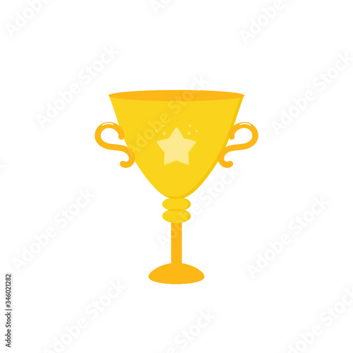 Vector golden trophy, prize, achievement icon isolated on white background.