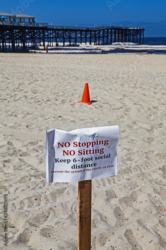 covid19 quantine signs at the beach photo