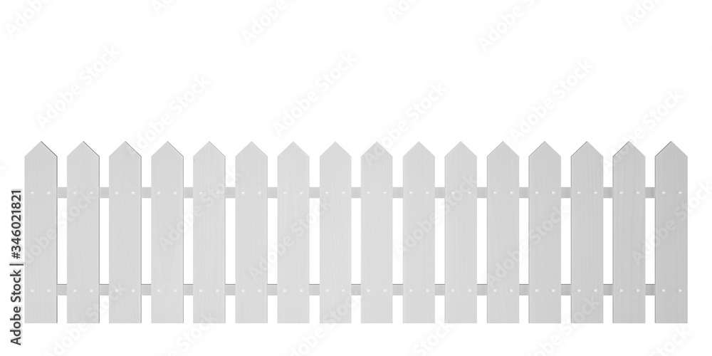 Wooden white fence. Farm wood wall yard, cartoon garden. Timber gate background pattern. with clipping path, 3D render Wooden white fence. Farm wood wall yard, cartoon garden. Timber gate background pattern. with clipping path, 3D render