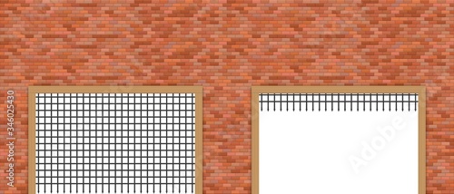 Medieval castle gate and brick wall vector illustration