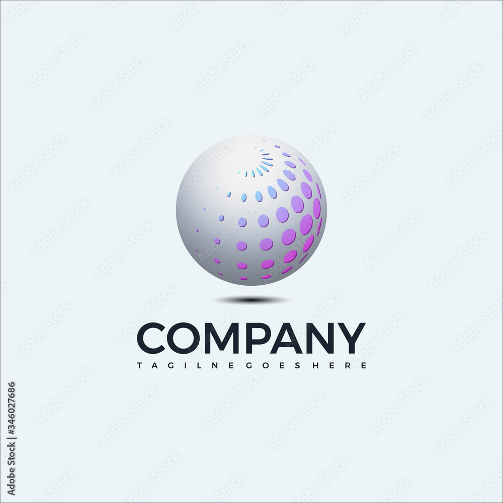 abstract sphere logo design template. global icon. for business, consulting, technology, science, etc 