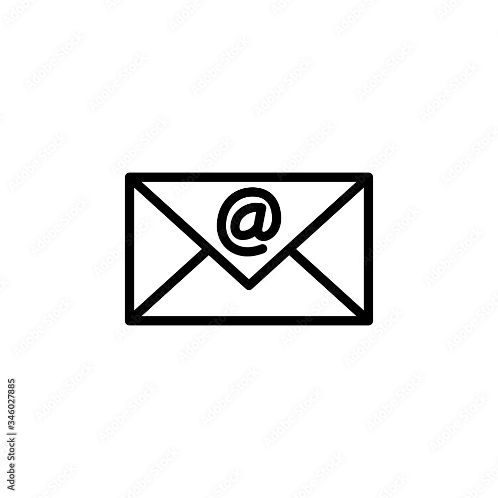 Outline email icon in lineart style on white background, Open envelope pictogram, mail symbol for website design, mobile application Outline email icon in lineart style on white background, Open envelope pictogram, mail symbol for website design, mobile application