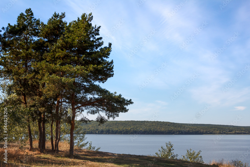 Nature river outdoor, landscape with blue water Nature river outdoor, landscape with blue water
