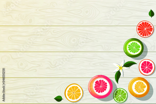 bright summer background with citruses