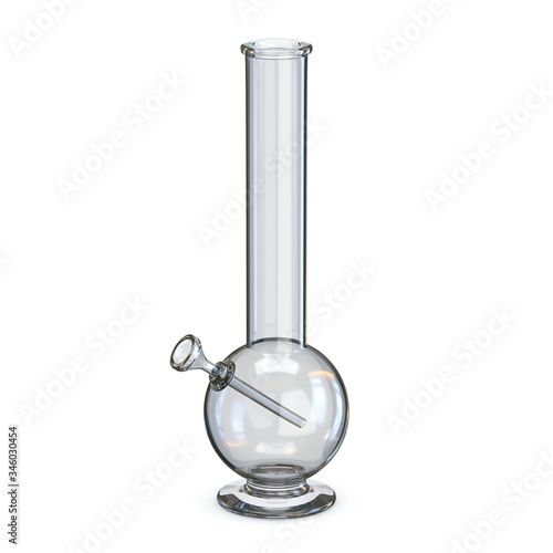 Simple transparent glass bong 3D photo