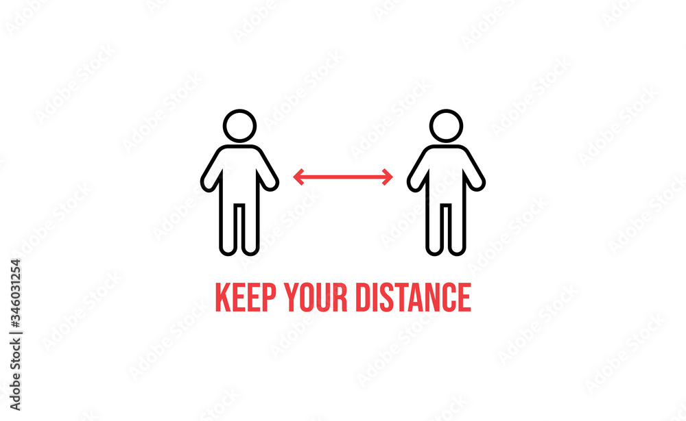 Keep distance sign. Please maintain social distancing. Coronavirus preventive measures to protect yourself. Vector illustration. Keep distance sign. Please maintain social distancing. Coronavirus preventive measures to protect yourself. Vector illustration.