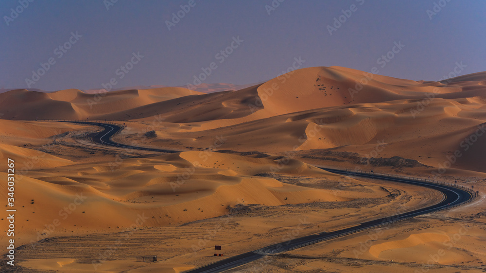 highway desert road on sand dunes