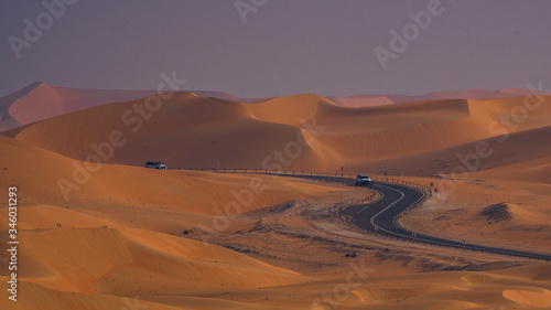 highway desert road on sand dunes