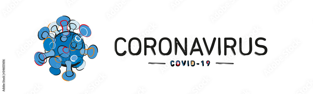 Coronavirus Covid-19 colorful handwritten line grange art abstract design icon logo infographic banner - obrazy, fototapety, plakaty 