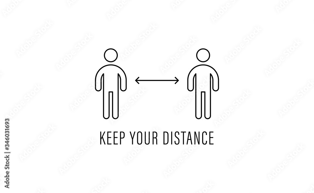 Keep distance sign. Please maintain social distancing. Coronavirus preventive measures to protect yourself. Vector illustration. Keep distance sign. Please maintain social distancing. Coronavirus preventive measures to protect yourself. Vector illustration.