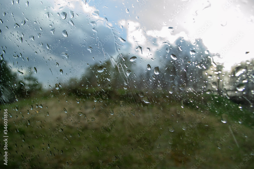 raindrops on car glass